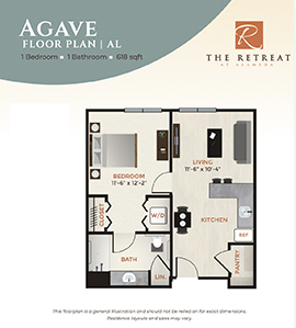 Assisted Living Floor Plan -  Agave
