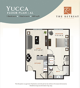 Assisted Living Floor Plan - Yucca